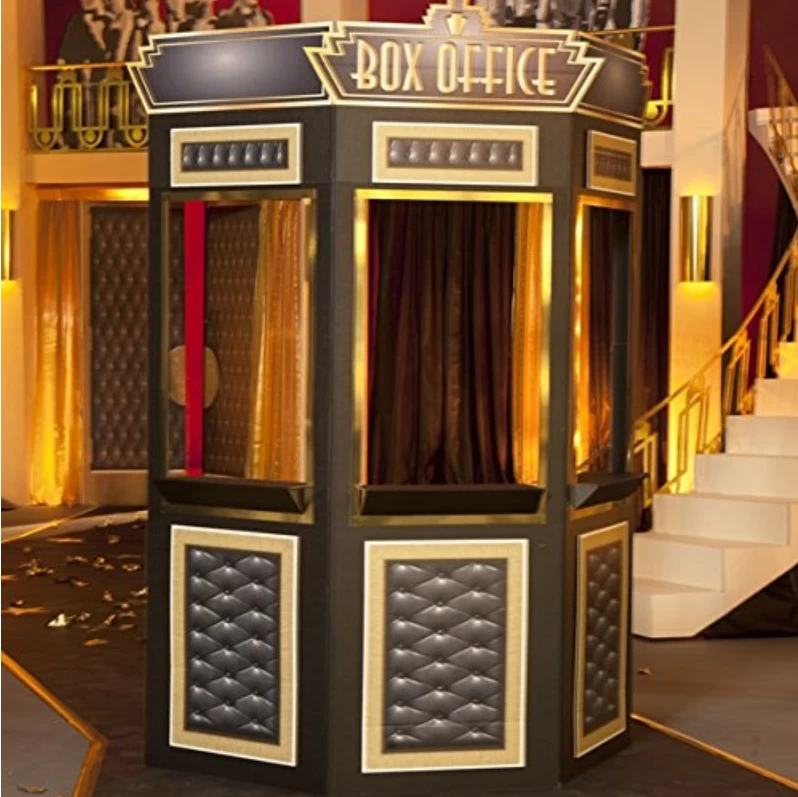 A traditional box office booth made of cardboard