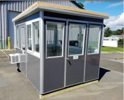 Gray security booth with windows