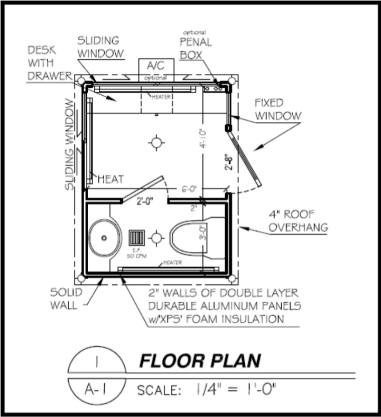 Guard shack floor plan with restroom