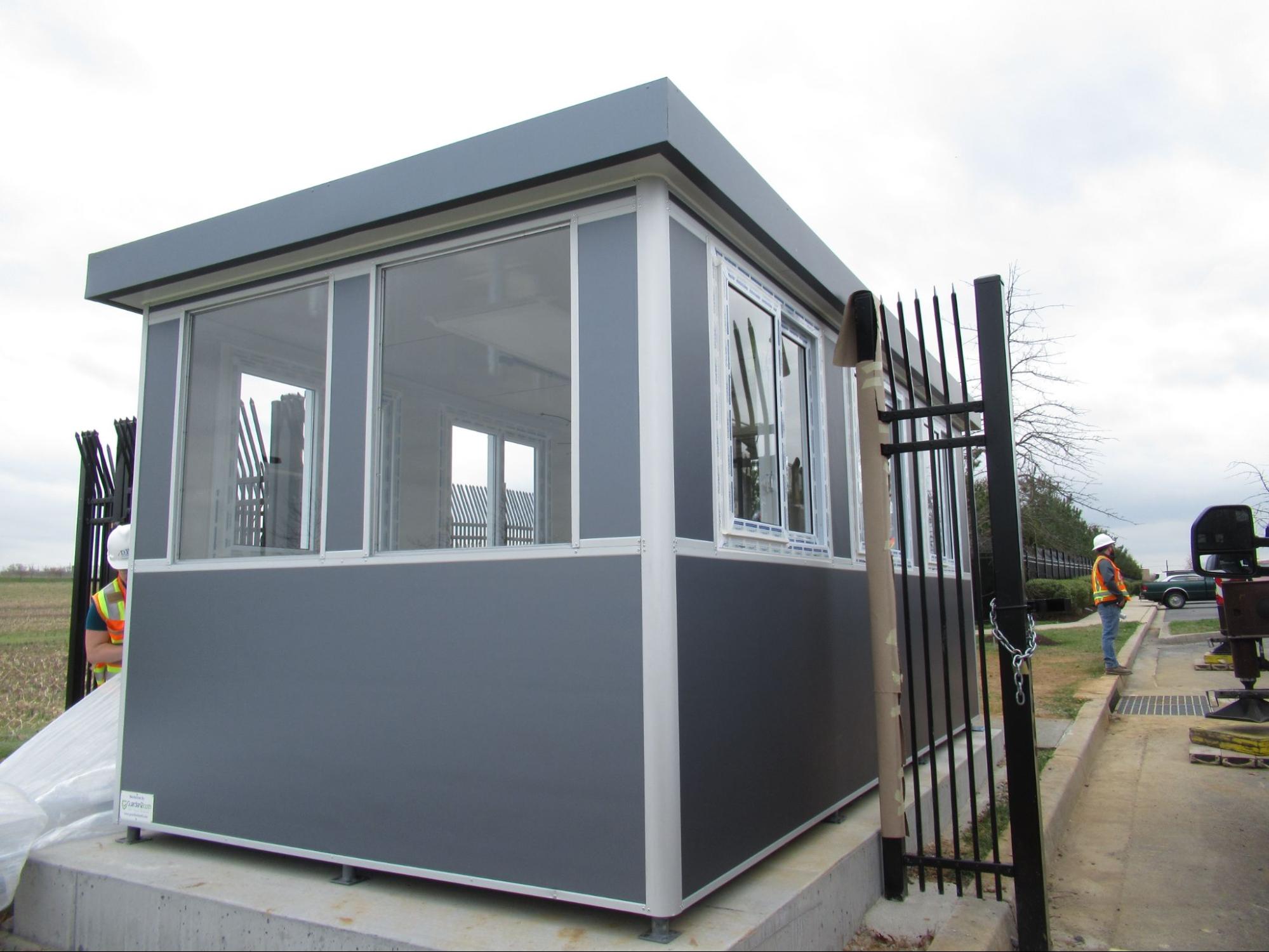 prefab booth on concrete slab