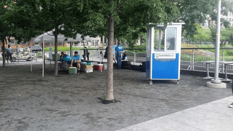 Strategically placed prefab shack for customer service